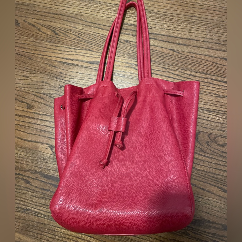 Red Anthropologie leather bag